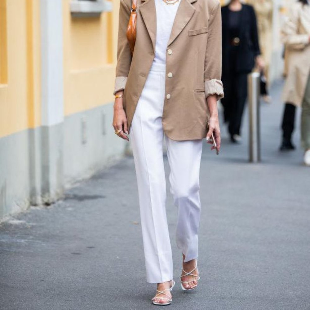 ASOS Sisley Striped White Trousers